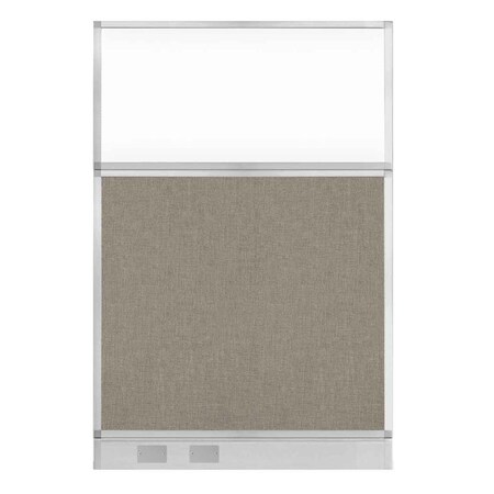 Versare Hush Panel Cubicle Partition 4' x 6' W/ Window Warm Pebble Fabric Clear Window W/ Cable Channel 1812548-2
